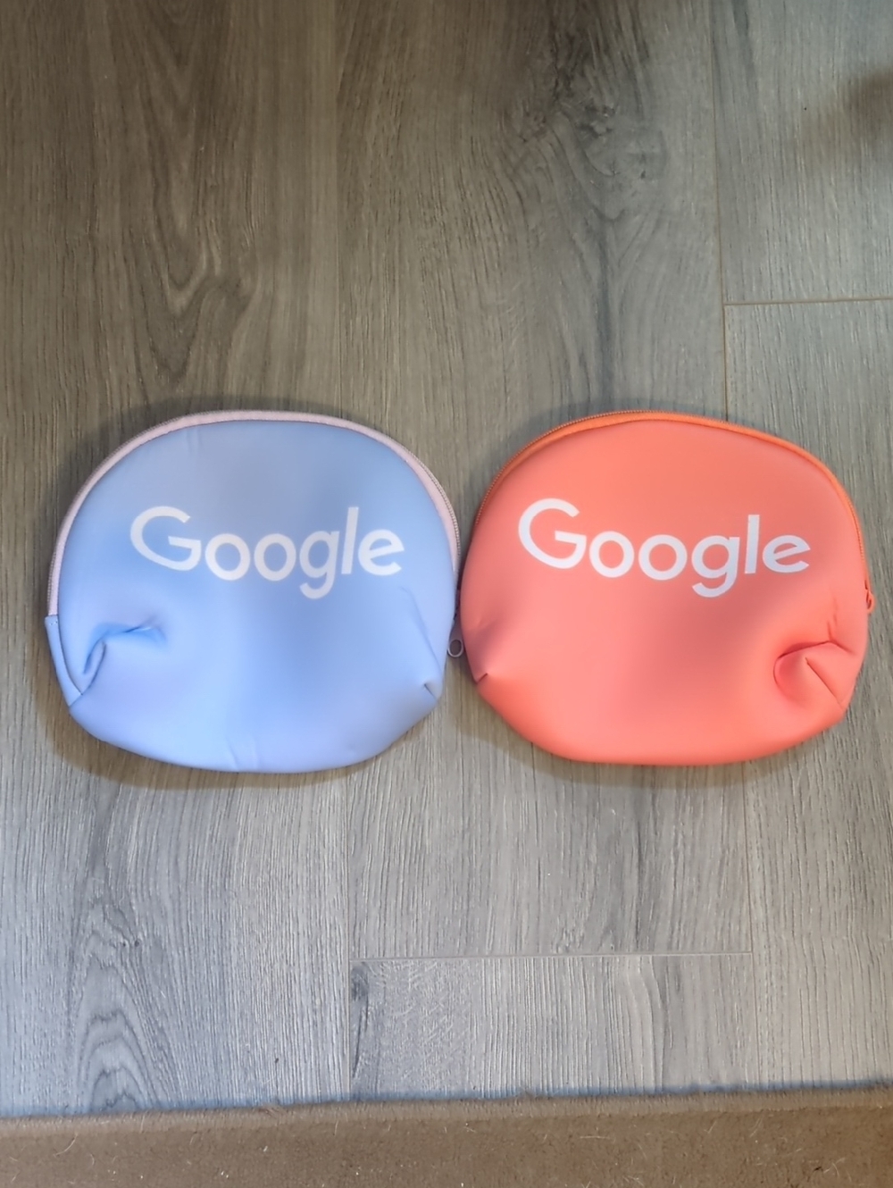 Google Small Zip Pouches in Light Blue and Coral